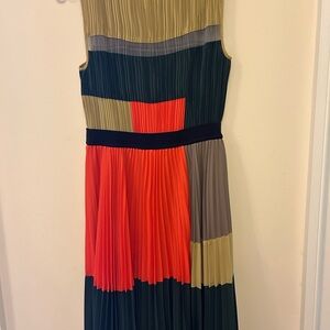 BCBGMaxAzria Multicolor Pleated Midi Dress
